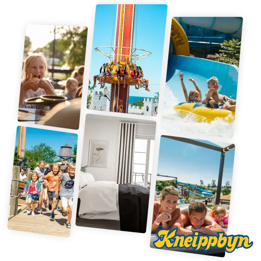 Weekendpaket med boende och 2 dagars parkbesök, familj på 4 pers – Kneippbyn